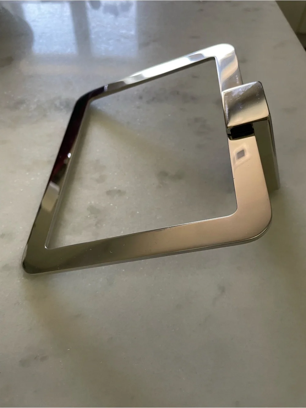 Modern Wall Mounted Closed Rectangle Towel Ring Polished Chrome Finish